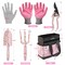 5PCS Gardening Tools, Aluminum Heavy Duty Garden Tool Set with Bag, Ideal Gardening Gifts for Women-Pink Ribbon